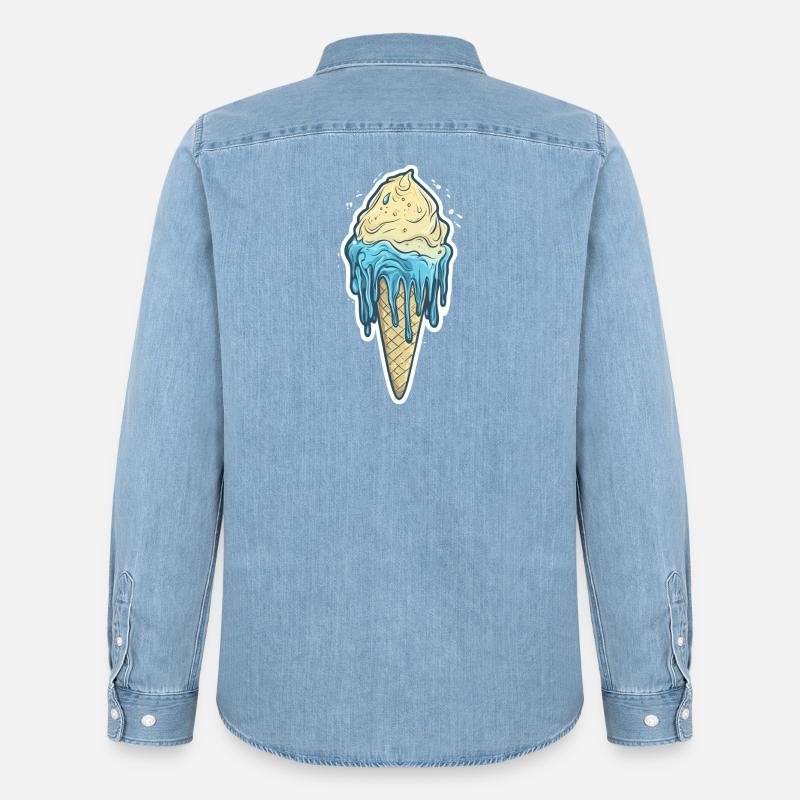 Eiscreme Eis - Männer Jeanshemd Organic von Stanley/Stella - verwaschenes Hellblau