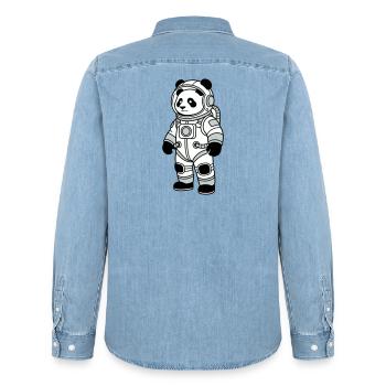 panda bear spacesuit - Men’s Organic Denim Shirt by Stanley/Stella - light wash - Back - AI Model Male 185 light (185cm)