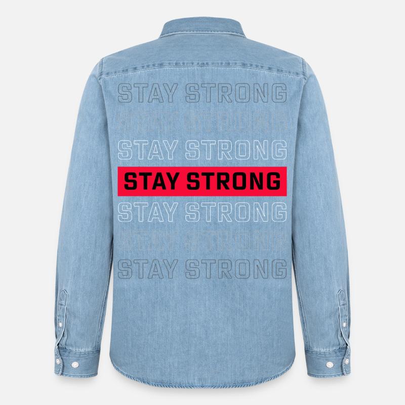 STAY STRONG – Starkes Statement Design - Männer Jeanshemd Organic von Stanley/Stella - verwaschenes Hellblau