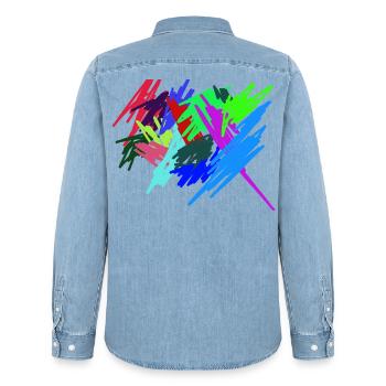 Farben - Männer Jeanshemd Organic von Stanley/Stella - verwaschenes Hellblau - Hinten - AI Model Male 185 light (185cm)