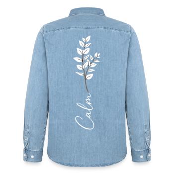 Eukalyptus Zweig Minimalistische Botanik - Männer Jeanshemd Organic von Stanley/Stella - verwaschenes Hellblau - Hinten - AI Model Male 185 light (185cm)