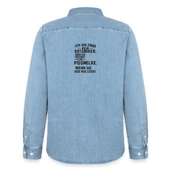 I'm not a botanist, but I know one. - Men’s Organic Denim Shirt by Stanley/Stella - light wash - Back - AI Model Male 185 light (185cm)