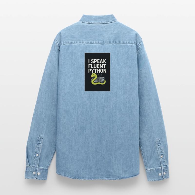 Python Coding Snake Men’s Organic Denim Shirt by Stanley/Stella