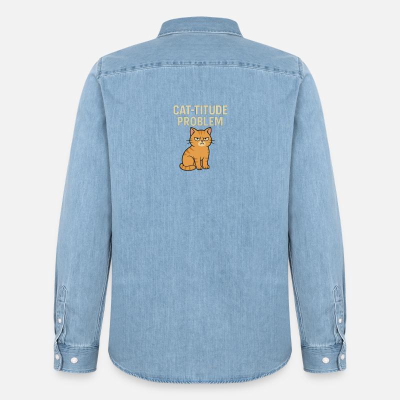 Catitude Problem Mürrische Katze Meme - Männer Jeanshemd Organic von Stanley/Stella - verwaschenes Hellblau