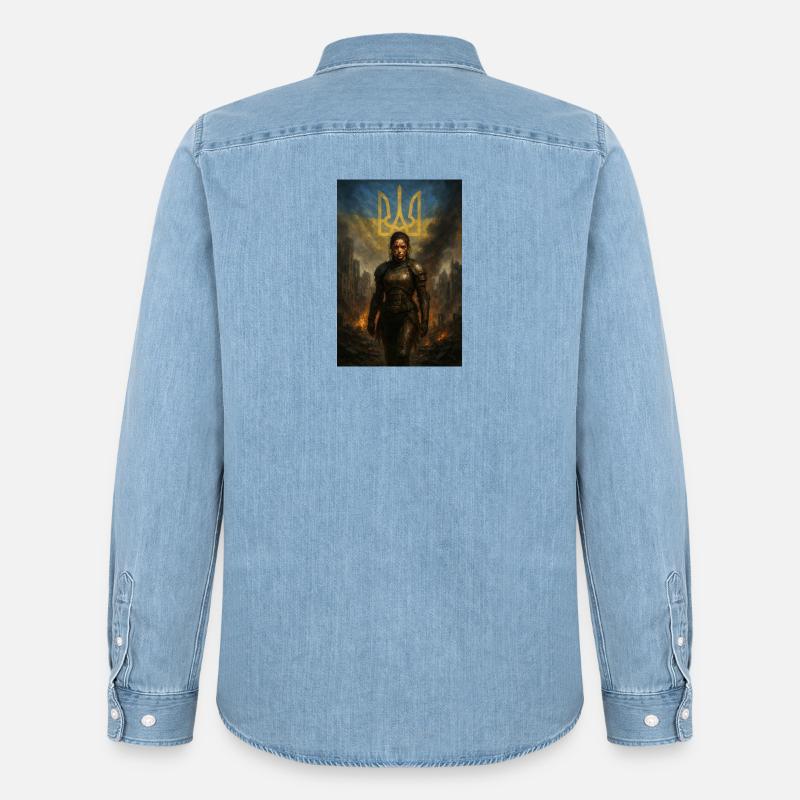 Mutter Ukraine - Männer Jeanshemd Organic von Stanley/Stella - verwaschenes Hellblau