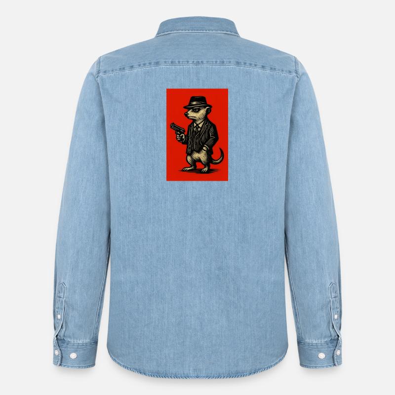 erdmännchen comichelden 4 - Männer Jeanshemd Organic von Stanley/Stella - verwaschenes Hellblau