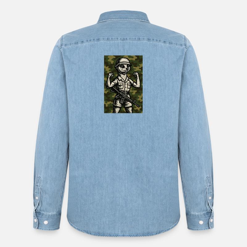 erdmännchen comic helden - Männer Jeanshemd Organic von Stanley/Stella - verwaschenes Hellblau
