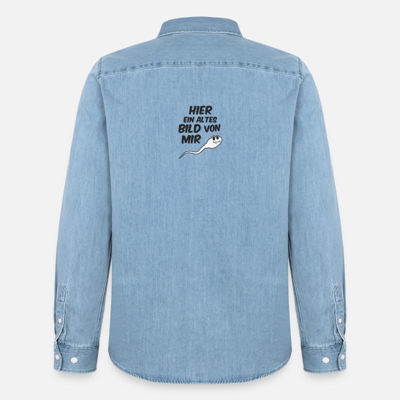 Humorvolles Ghost-Design mit Spruch - Männer Jeanshemd Organic von Stanley/Stella - verwaschenes Hellblau