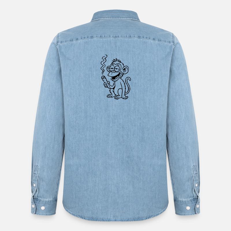 Der Affe peilt ein bisschen anders - Männer Jeanshemd Organic von Stanley/Stella - verwaschenes Hellblau