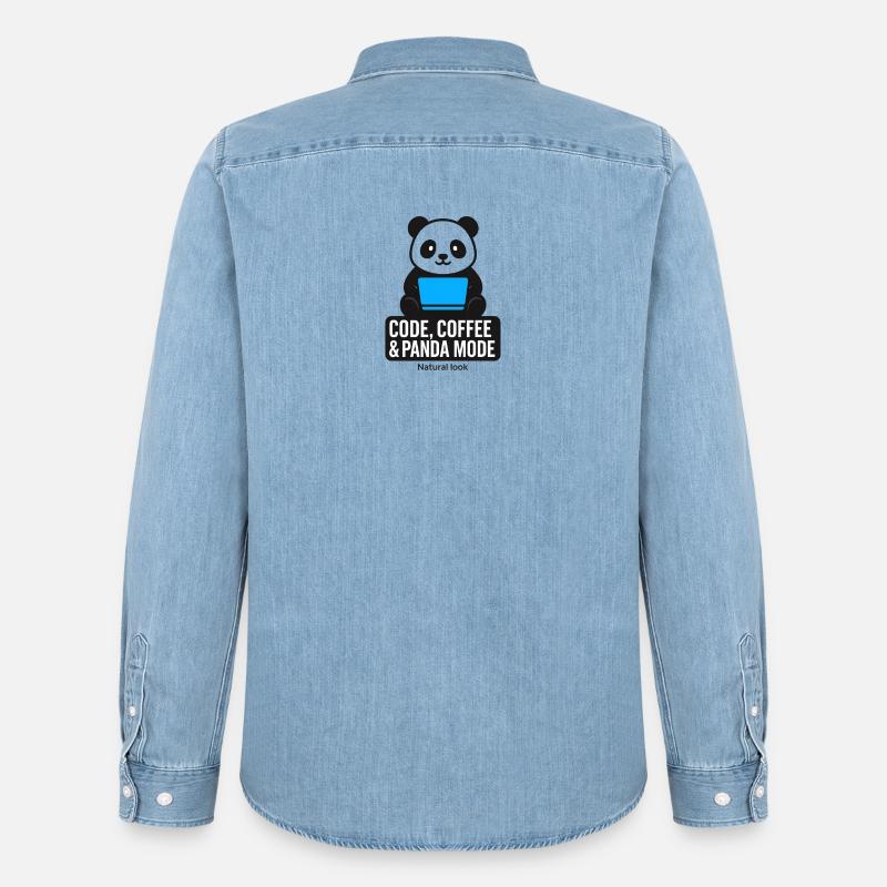 Code, Kaffee & Panda Style - Männer Jeanshemd Organic von Stanley/Stella - verwaschenes Hellblau