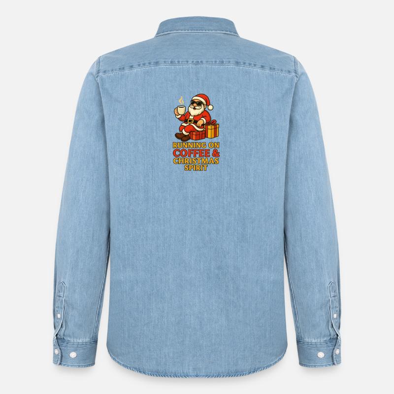 Santa Kaffee Weihnachtsgeist - Männer Jeanshemd Organic von Stanley/Stella - verwaschenes Hellblau