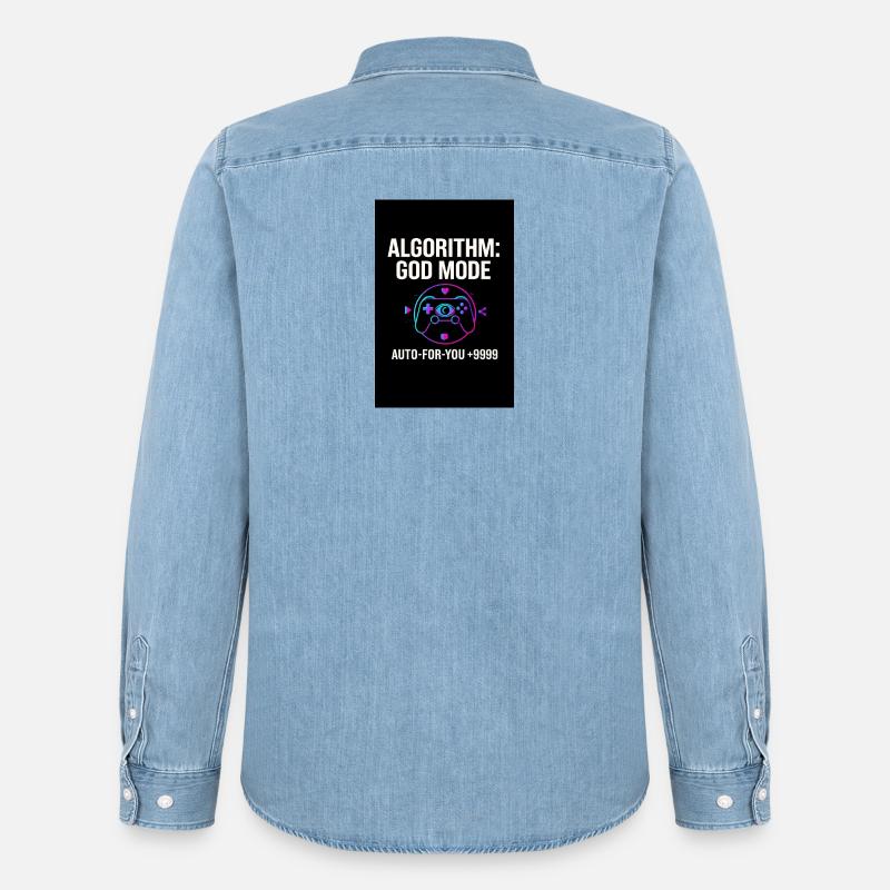 Algorithm God Mode - Men’s Organic Denim Shirt by Stanley/Stella - light wash