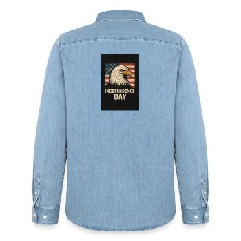 5238F232-5A1D-4004-B7B7-942E4CB1A05F - Chemise en denim homme bio Stanley/Stella - bleu clair délavé - Dos - AI Model Male 185 light (185cm)