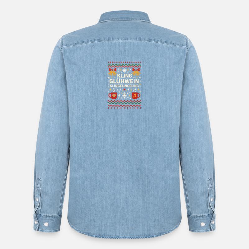 Glühwein Klingelingeling - Männer Jeanshemd Organic von Stanley/Stella - verwaschenes Hellblau