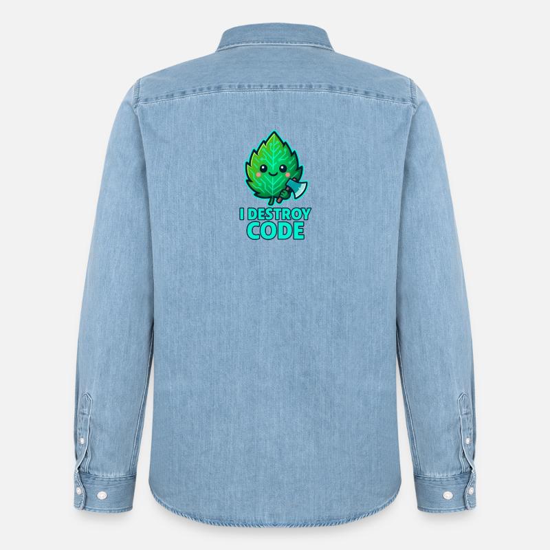 Grünes Blatt Code-Krieger - Männer Jeanshemd Organic von Stanley/Stella - verwaschenes Hellblau