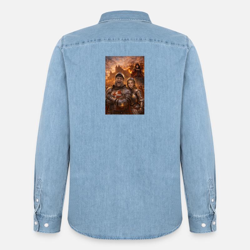 Ritterpaar und Feuergestalt - Männer Jeanshemd Organic von Stanley/Stella - verwaschenes Hellblau