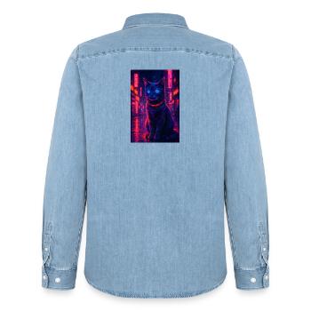 RockyZoo26 - Men’s Organic Denim Shirt by Stanley/Stella - light wash - Back - AI Model Male 185 light (185cm)