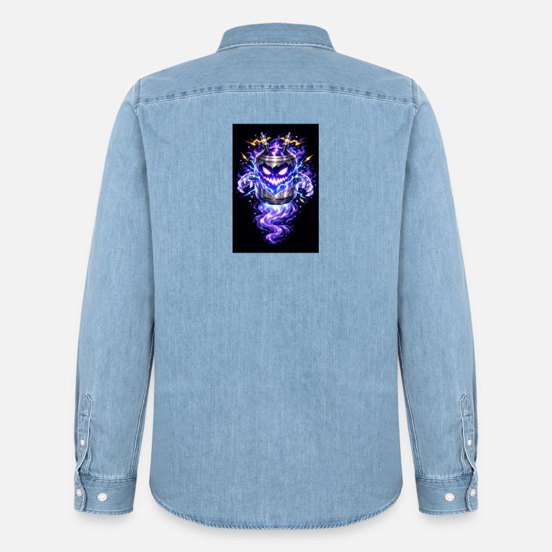 Blitzkürbis Dämon - Männer Jeanshemd Organic von Stanley/Stella - verwaschenes Hellblau