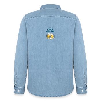 Kaltes Schaumsüppchen - Männer Jeanshemd Organic von Stanley/Stella - verwaschenes Hellblau - Hinten - AI Model Male 185 light (185cm)