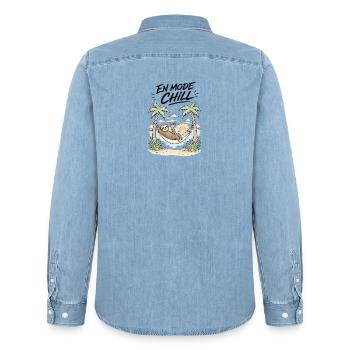 EN MODE CHILL - Chemise en denim homme bio Stanley/Stella - bleu clair délavé - Dos - AI Model Male 185 light (185cm)