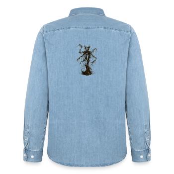 Schattenweber  - Männer Jeanshemd Organic von Stanley/Stella - verwaschenes Hellblau - Hinten - AI Model Male 185 light (185cm)