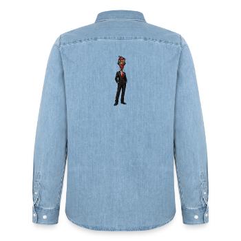 Surreales Anzugportrait mit Farbmaske - Männer Jeanshemd Organic von Stanley/Stella - verwaschenes Hellblau - Hinten - AI Model Male 185 light (185cm)