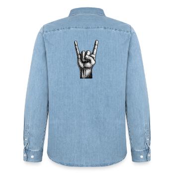 Pommelsgabel - Männer Jeanshemd Organic von Stanley/Stella - verwaschenes Hellblau - Hinten - AI Model Male 185 light (185cm)