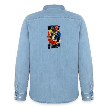 KUNST DARF STÖREN - Männer Jeanshemd Organic von Stanley/Stella - verwaschenes Hellblau - Hinten - AI Model Male 185 light (185cm)