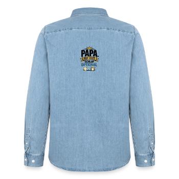 Seit 2025 Optional – Schlafendes Baby - Männer Jeanshemd Organic von Stanley/Stella - verwaschenes Hellblau - Hinten - AI Model Male 185 light (185cm)