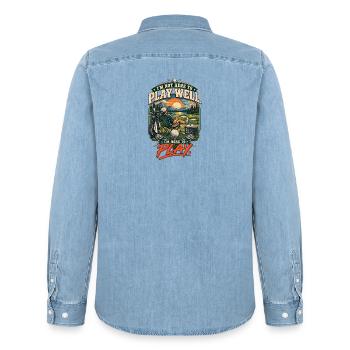 Je suis là pour jouer - Chemise en denim homme bio Stanley/Stella - bleu clair délavé - Dos - AI Model Male 185 light (185cm)