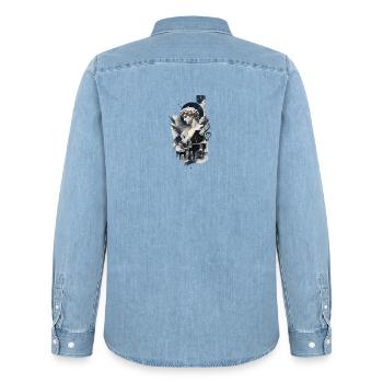 Art esthétique du piano - Chemise en denim homme bio Stanley/Stella - bleu clair délavé - Dos - AI Model Male 185 light (185cm)