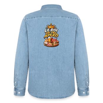 Le Roi de l'Apéro - Chemise en denim homme bio Stanley/Stella - bleu clair délavé - Dos - AI Model Male 185 light (185cm)