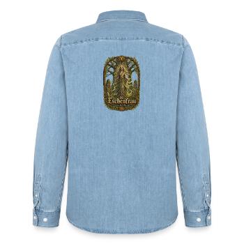 Eschenfrau – Geist der Esche - Männer Jeanshemd Organic von Stanley/Stella - verwaschenes Hellblau - Hinten - AI Model Male 185 light (185cm)