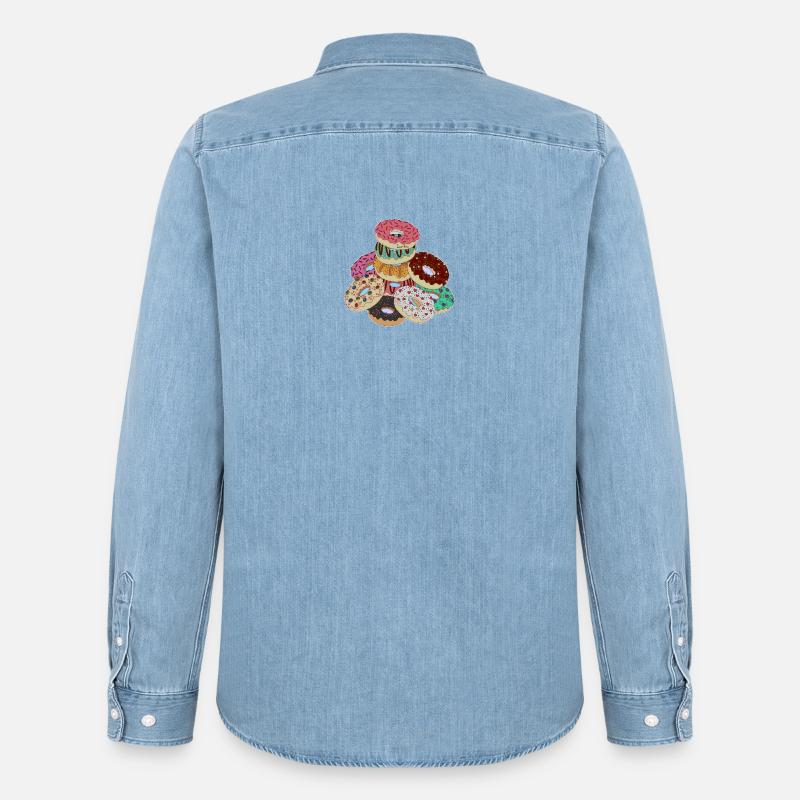 Pyramide der Regenbogen-Donuts - Männer Jeanshemd Organic von Stanley/Stella - verwaschenes Hellblau