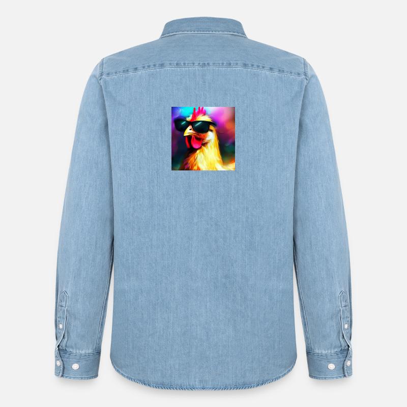 Fancy Chicken IV - Männer Jeanshemd Organic von Stanley/Stella - verwaschenes Hellblau