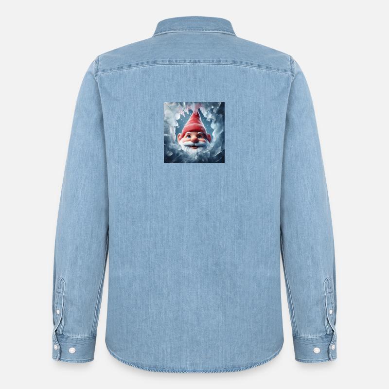 Wichtel schaut durch Eis - Männer Jeanshemd Organic von Stanley/Stella - verwaschenes Hellblau
