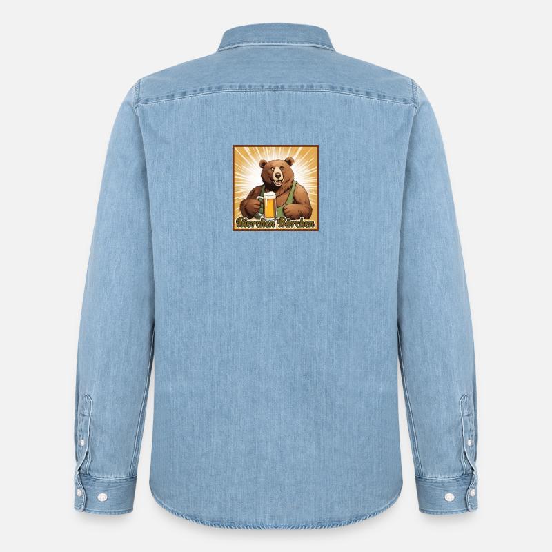 Bierchen Bärchen - Männer Jeanshemd Organic von Stanley/Stella - verwaschenes Hellblau