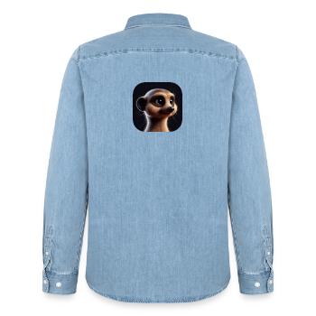 Meerkat in animation style - Men’s Organic Denim Shirt by Stanley/Stella - light wash - Back - AI Model Male 185 light (185cm)