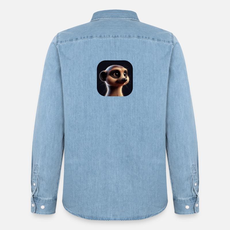 Erdmännchen im Animationsstil - Männer Jeanshemd Organic von Stanley/Stella - verwaschenes Hellblau