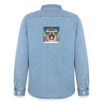 Weihnachts Design 4 - Männer Jeanshemd Organic von Stanley/Stella - verwaschenes Hellblau - Hinten - AI Model Male 185 light (185cm)