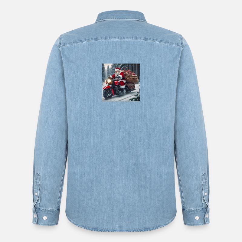 Weihnachts Design 3 - Männer Jeanshemd Organic von Stanley/Stella - verwaschenes Hellblau