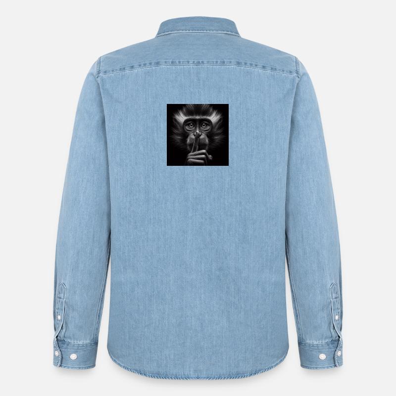 Ein schweigender Affe - Männer Jeanshemd Organic von Stanley/Stella - verwaschenes Hellblau
