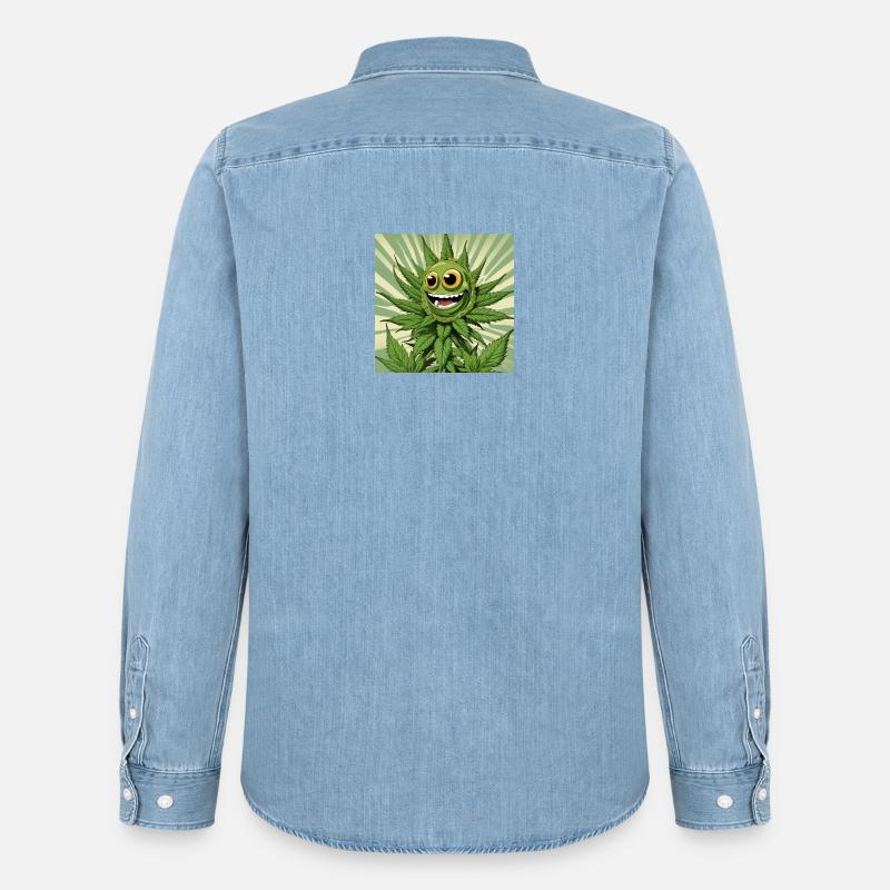 Cannabis 3 - Männer Jeanshemd Organic von Stanley/Stella - verwaschenes Hellblau