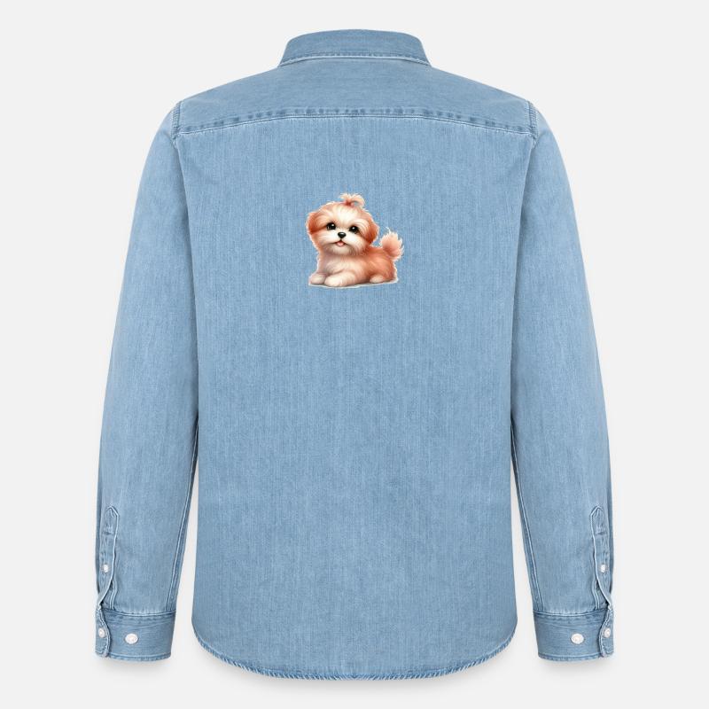 Süßer Hund - Männer Jeanshemd Organic von Stanley/Stella - verwaschenes Hellblau
