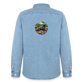Fantasy Dogs - Männer Jeanshemd Organic von Stanley/Stella - verwaschenes Hellblau - Hinten - AI Model Male 185 light (185cm)