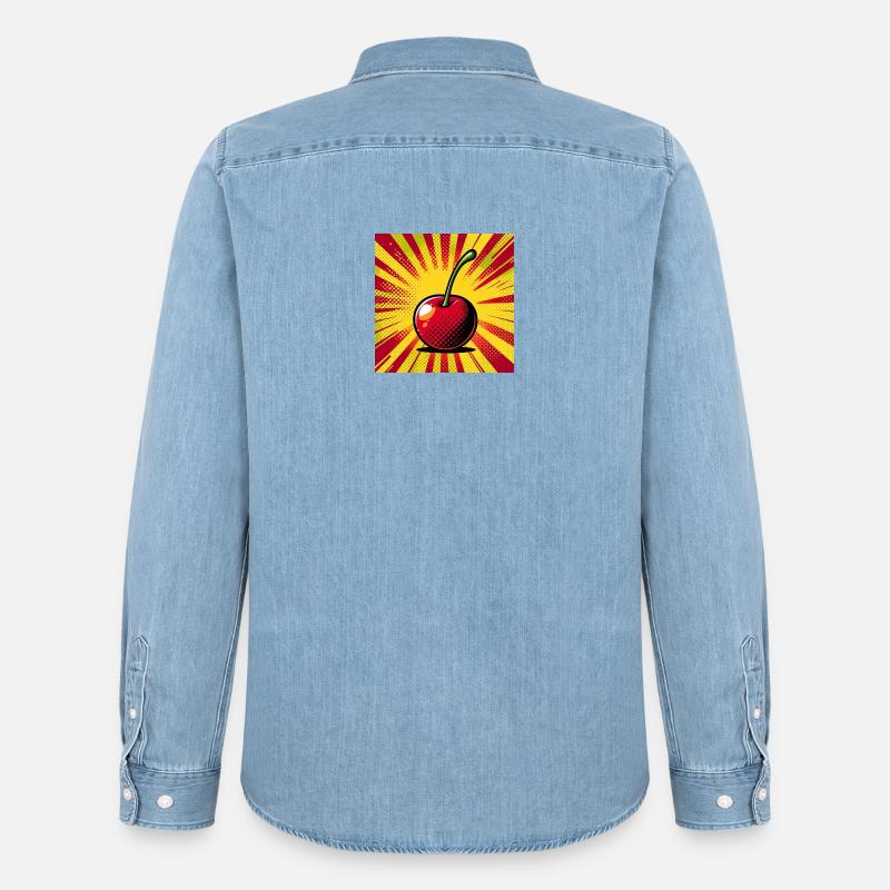 Kirsche 2 - Männer Jeanshemd Organic von Stanley/Stella - verwaschenes Hellblau