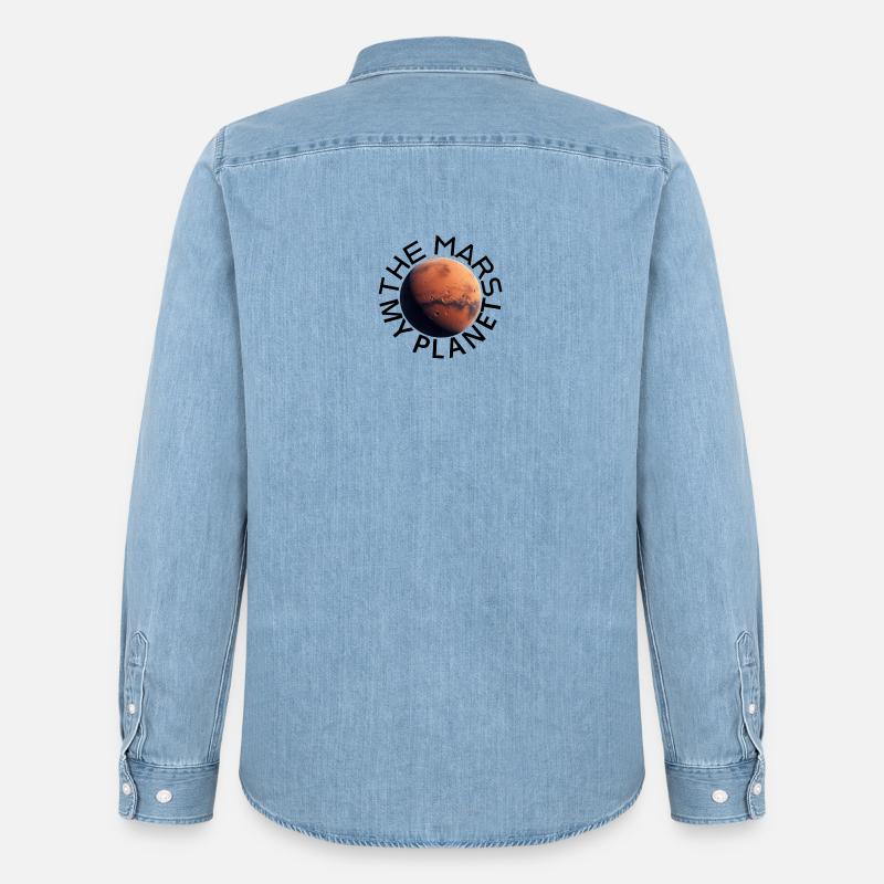 Marsoberfläche mit Kratern - Männer Jeanshemd Organic von Stanley/Stella - verwaschenes Hellblau