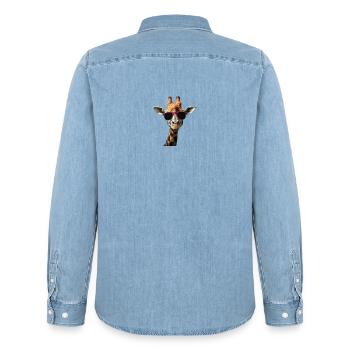 Girafe avec un style d'enfer - Chemise en denim homme bio Stanley/Stella - bleu clair délavé - Dos - AI Model Male 185 light (185cm)