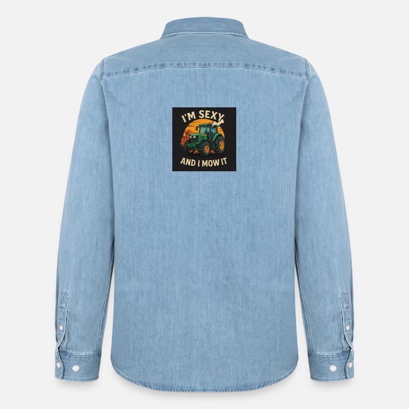 Traktor TShirt Format - Männer Jeanshemd Organic von Stanley/Stella - verwaschenes Hellblau