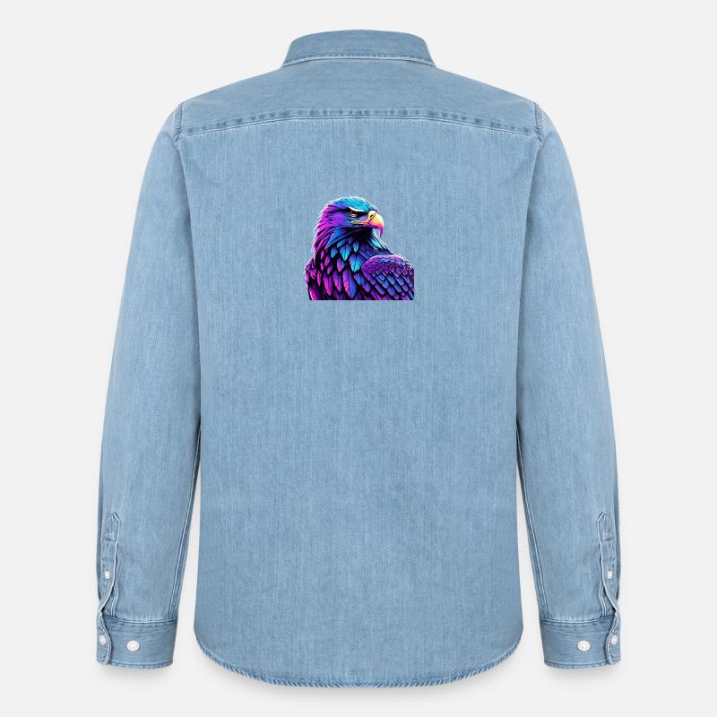 Glowing Eagle with Gradient - Men’s Organic Denim Shirt by Stanley/Stella - light wash